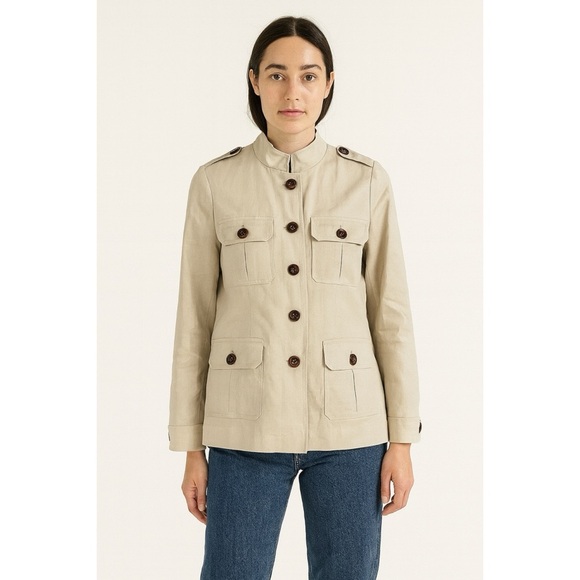 Preston & York Linen Blend Utility Military Blazer Jacket - Picture 1 of 10